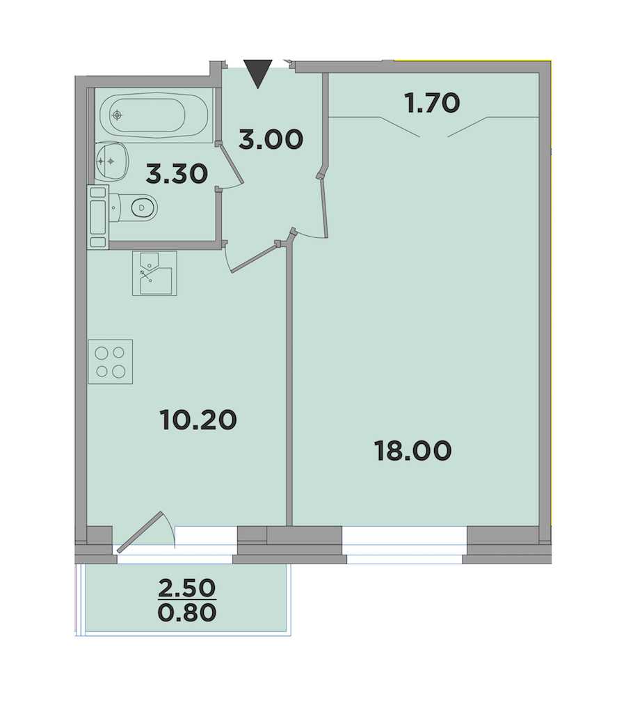 Однокомнатная квартира в : площадь 36.2 м2 , этаж: 4 – купить в Санкт-Петербурге